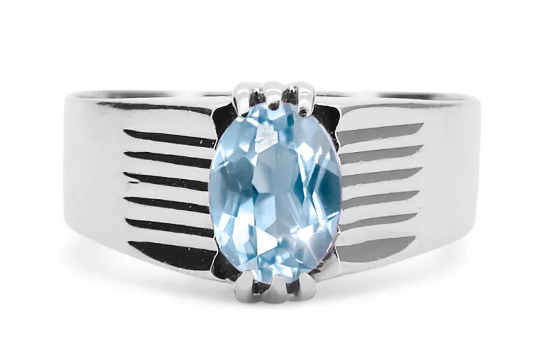 Anneau Aigue-marine Argent sterling 925 Vintage vrc007s